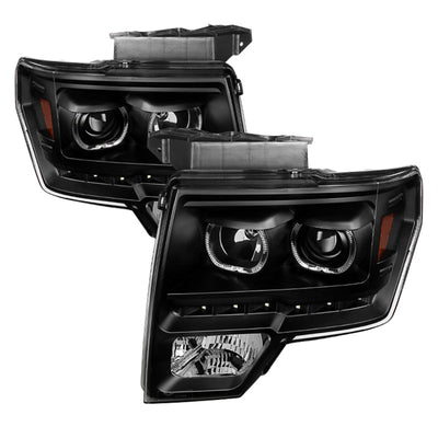 SPYDER Xtune Ford F150 09-14 Projector Headlights Halogen Model Only LED Halo Black PRO-JH-FF15009-CFB-BK 9032226