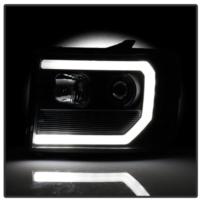 Spyder 07-13 GMC Sierra 1500-3500 Ver 2 Proj Headlights - DRL LED - All Blk PRO-YD-GS07V2-LBDRL-BKV2 5086037