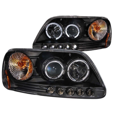 Anzo 1997.5-2003 Ford F-150 Projector Headlights w/ Halo and LED Black 1pc