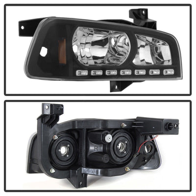 SPYDER Xtune Dodge Charger 06-10 1Pc LED Crystal Headlights Black HD-ON-DCH05-1PC-LED-BK 5017635