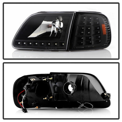 SPYDER Xtune Ford F150 97-03 Crystal Headlights w/ Clear LED Corners Black HD-ON-FF15097-LED-SET-BK 5014184