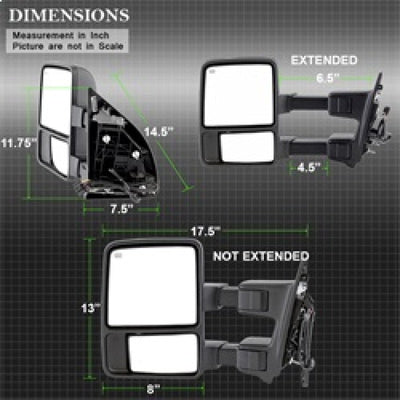SPYDER Xtune Ford Superduty 08-15 L&R Extendable Power Heated Adjust Mirror Amber MIR-FDSD08S-PW-AM-SET 9935756
