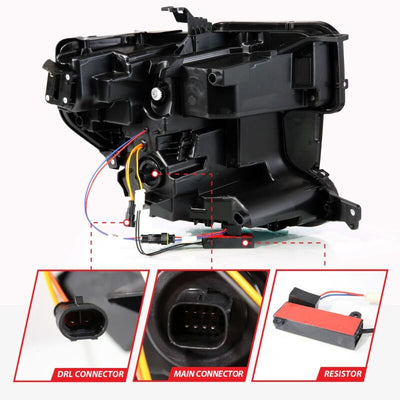ANZO 19-21 GMC Sierra 1500 LED Projector Headlight w/Switchback+Sequential - Black 111600