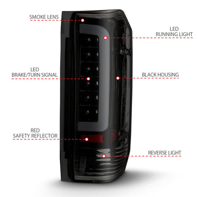 ANZO 1987-1996 Ford F-150 LED Taillights Black Housing Smoke Lens (Pair) 311351
