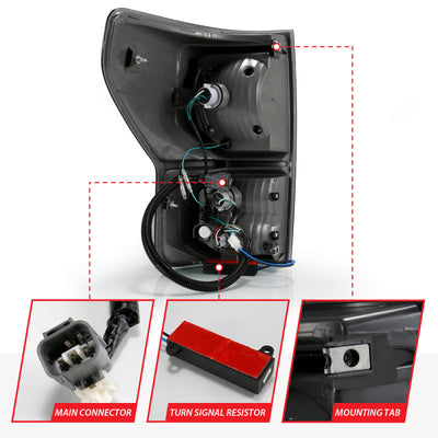 ANZO 2007-2013 Toyota Tundra LED Taillights Plank Style Black w/Smoke Lens 311337