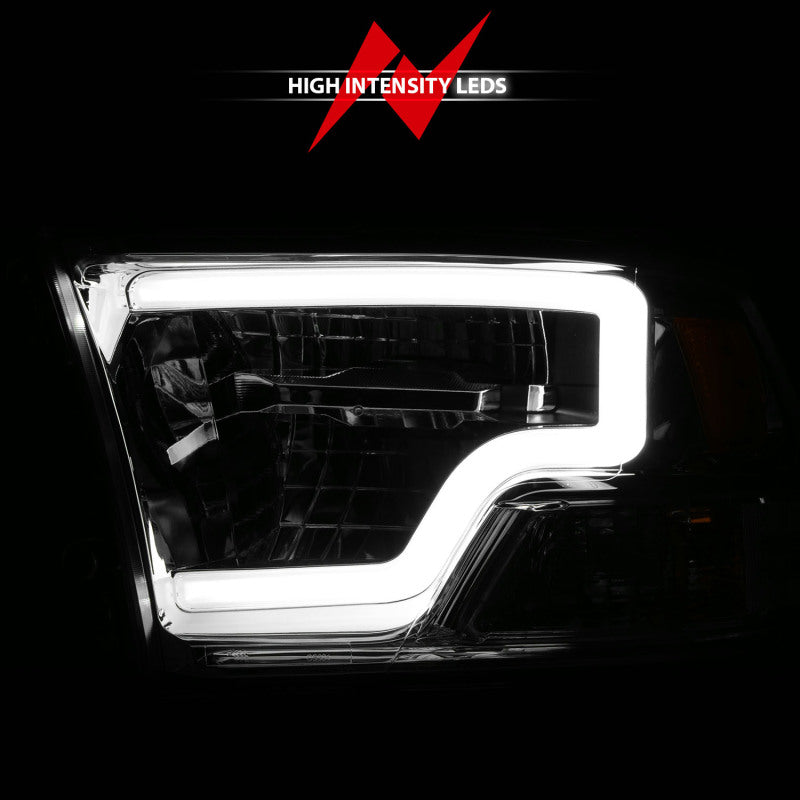 ANZO 2009-2020 Dodge Ram 1500 Full LED Square Projector Headlights w/ Chrome Housing Chrome Amber 111540