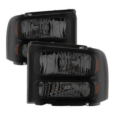 SPYDER Xtune Ford F250 F350 F450 Superduty Excursion 99-04 Headlights Black Smoked HD-JH-FF25099-HA-BSM 9033001