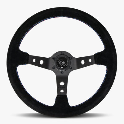 The Daytona | Black Alcantara Suede | Black Spoke | Bavarian Stitch