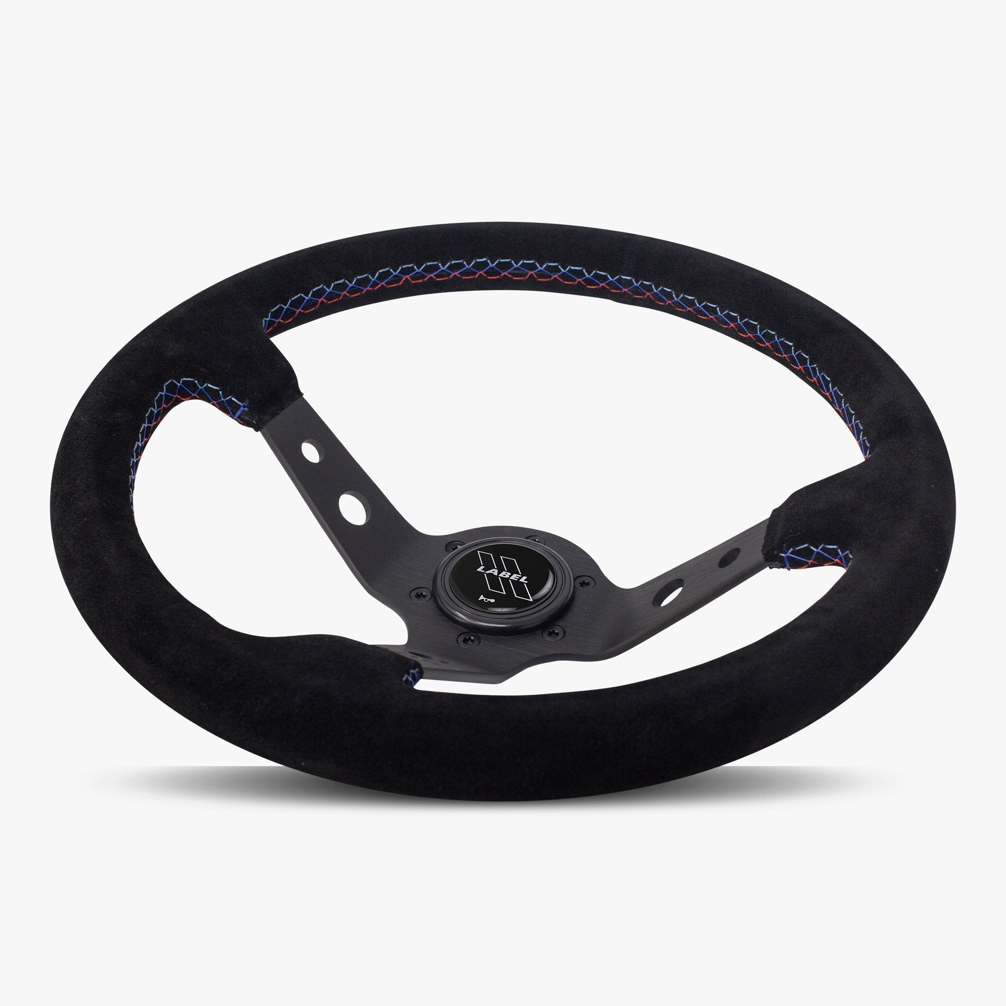 The Daytona | Black Alcantara Suede | Black Spoke | Bavarian Stitch