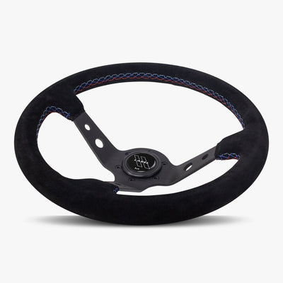 The Daytona | Black Alcantara Suede | Black Spoke | Bavarian Stitch