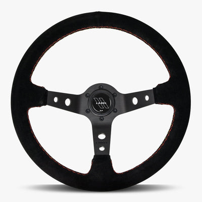 The Daytona | Black Alcantara Suede | Black Spoke | Euro Stitch