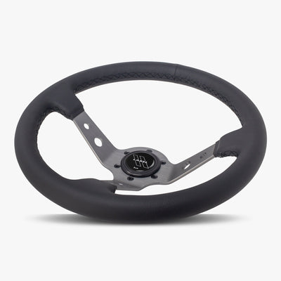 The Daytona | Black Leather | Graphite Spoke | Black Stitch
