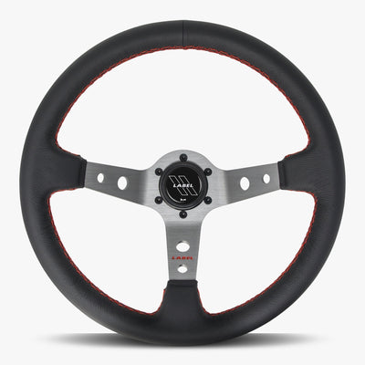 The Daytona | Black Leather | Graphite Spoke | Red Stitch