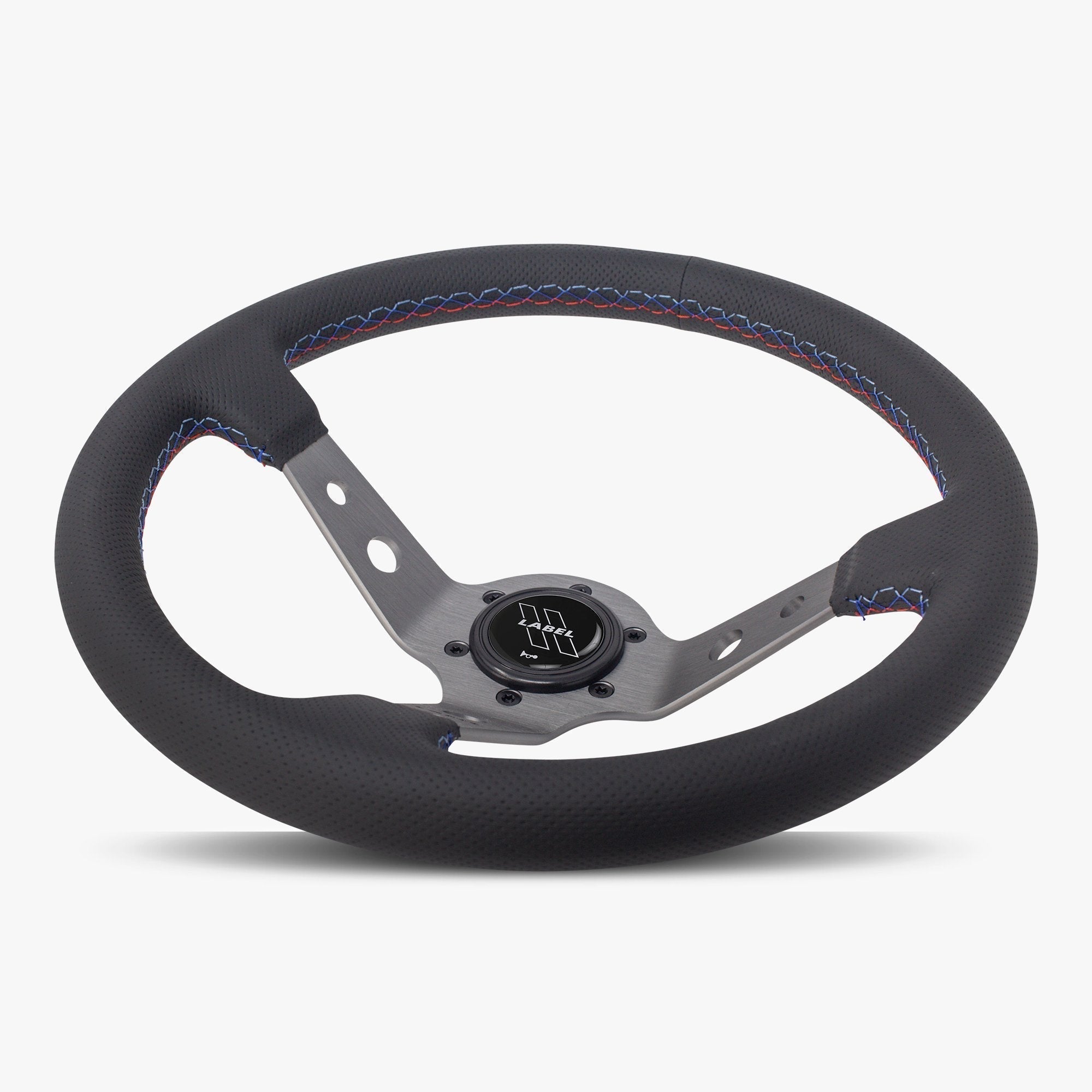 The Daytona | Black Perforated Leather | Graphite Spoke | Bavarian Stitch