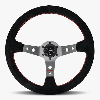 The Daytona | Black Alcantara Suede | Graphite Spoke | Red Stitch