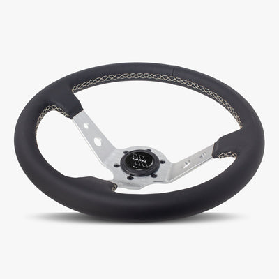 The Daytona | Black Leather | Silver Spoke | White Stitch