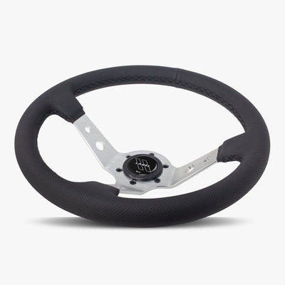 The Daytona | Black Perforated Leather | Silver Spoke | Black Stitch