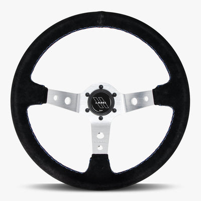 The Daytona | Black Alcantara Suede | Silver Spoke | Bavarian Stitch