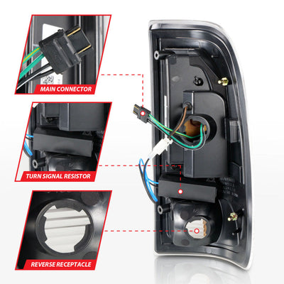 ANZO 1997-2003 Ford F-150 LED Tail Lights w/ Light Bar Black Housing Clear Lens 311377