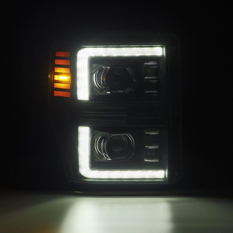 AlphaRex 08-10 Ford Super Duty/Excursion PRO-Series Halogen Projector Headlights Black