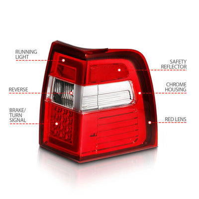 ANZO 07-17 For Expedition LED Taillights w/ Light Bar Chrome Housing Red/Clear Lens 311410
