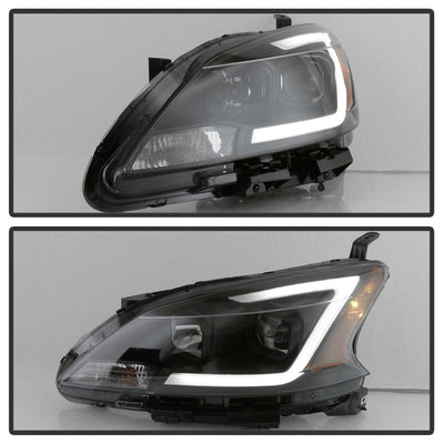 SPYDER xTune 13-15 Nissan Sentra DRL LED Light Bar Proj Halogen Headlights - Blk Smoke (PRO-JH-NS13-LB-BSM) 9042973
