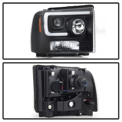 Spyder Ford F250/350/450 05-07 Projector Headlights - Light Bar DRL LED - Black PRO-YD-FS05V2-LB-BK 5084507