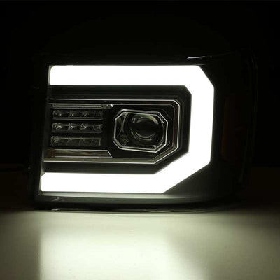 AlphaRex 07-13 GMC Sierra PRO-Series Halogen Projector Headlights Jet Black