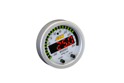 AEM Electronics X-Series Boost Pressure Gauge -30inHg-35psi / -1-2.5bar. Black Bezel &