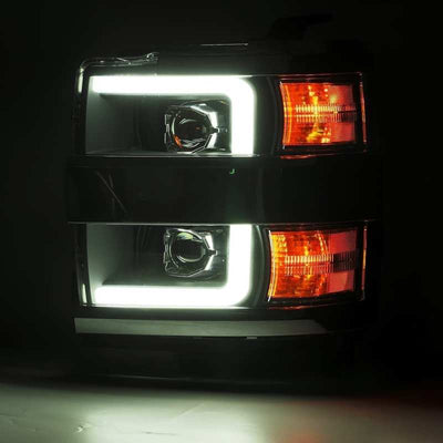 AlphaRex 15-19 Chevrolet Silverado 2500HD/3500HD PRO-Series Halogen Projector Headlights Jet Black