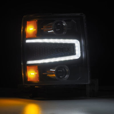 AlphaRex 14-15 Chevrolet Silverado PRO-Series Halogen Projector Headlights Black