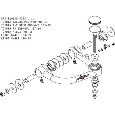 Camburg Toyota Tacoma Pre/4WD 05-23 / 4-Runner 03-23 / FJ 07-14 1.25in Uniball Upper Arms w/ covers