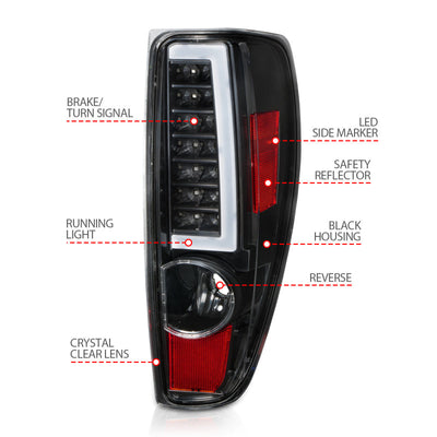 ANZO 2004-2012 Chevrolet Colorado/ GMC Canyon LED Tail Lights w/ Light Bar Black Housing 311382