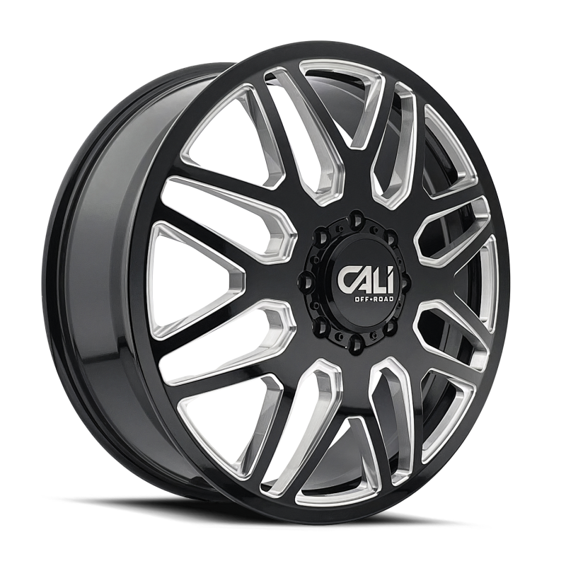 Cali Off-Road 9115D Invader Dually 22x8.25 / 8x165.1 BP / -192mm OS / 121.3mm Hub Gls Blk Mill Wheel 9115D-22881BMR192