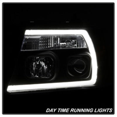 Spyder 04-08 Ford F-150 Projector Headlights - Light Bar DRL - Black PRO-YD-FF15004V2-LB-BK 5084484