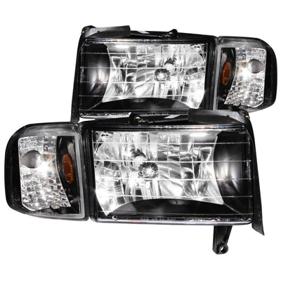 Anzo Black Crystal Headlights 1994-2001 Dodge Ram 1500