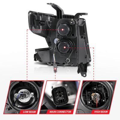 ANZO 2015-2020 Chevy Tahoe Projector Headlights Plank Style Black w/DRL 111492