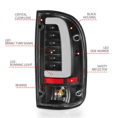 ANZO 95-00 Toyota Tacoma LED Taillights Black Housing Clear Lens (Pair) 311353