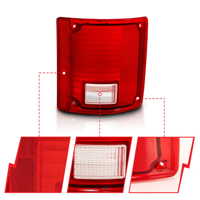 ANZO 1978-1991 Chevy Blazer Taillight Red/Clear Lens w/o Chrome Trim Fleetside (OE Replacement) 311317