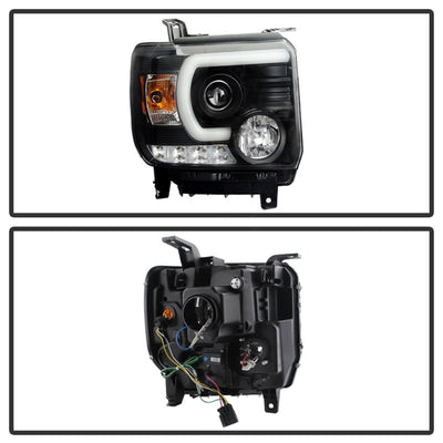 Spyder GMC Sierra 14-16 Projector Headlights Light Bar DRL Black PRO-YD-GS14-LBDRL-BK 5080523