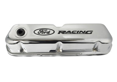 Ford Chrome Steel Valve Cover Set w/Ford Racing Logo FRD302-071