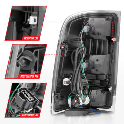 ANZO 2007-2013 GMC Sierra LED Tail Lights w/ Light Bar Black Housing Smoke Lens 311389