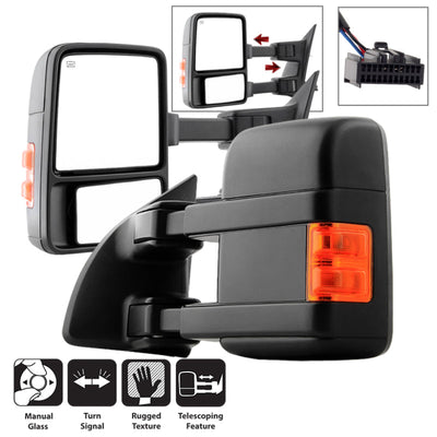 SPYDER xTune 99-15 Ford SuperDuty L/R Manual Extendable - Manual Adjust Mirror MIR-FDSD08S-MA-AM-SET 9935794