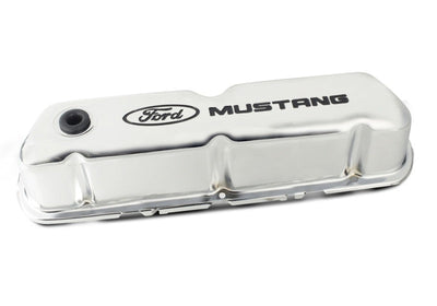 Ford Chrome Steel Valve Cover Set w/Mustang Logo FRD302-100
