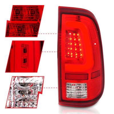 ANZO 2008-2016 Ford F-250 LED Taillights Chrome Housing Red/Clear Lens (Pair) 311358