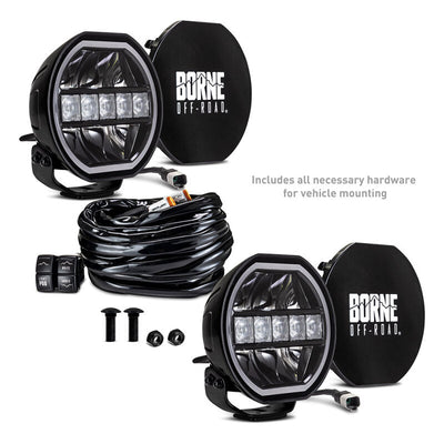 Borne Off-Road Light (Kit of 2) 7in Round BNLT-RD7-2