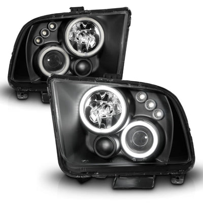 Anzo 2005-2009 Ford Mustang Projector Headlights w/ Halo Black