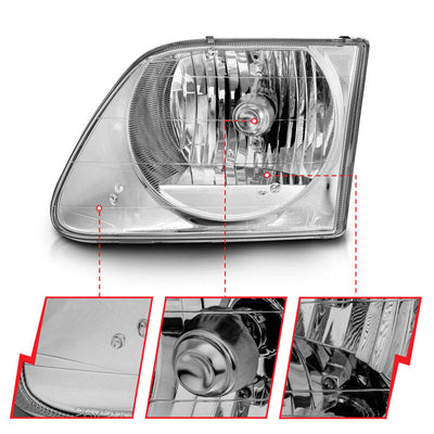 Anzo 1997-2003 Ford F-150 Crystal Headlights Chrome