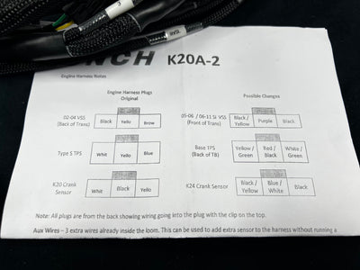 SPDZ1 OBD2 Budget Tucked K-Series Harness V2 K20 K24 Civic Integra DC2 EG EK (With Power Cord)