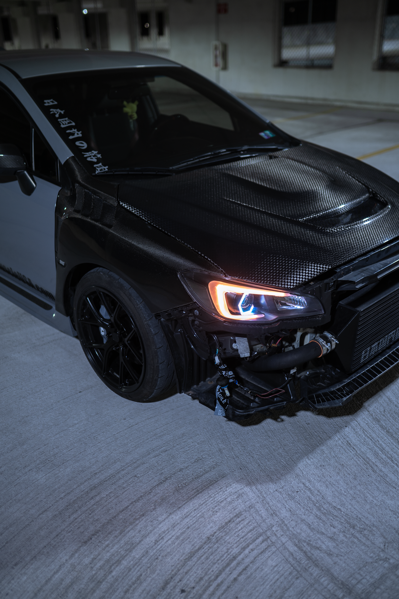 JDMuscle [15-21 WRX/STI w/ FMIC]  Carbon Fiber Hood V3 Scoopless